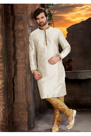 Cream Color Silk Fabric Kurta Set